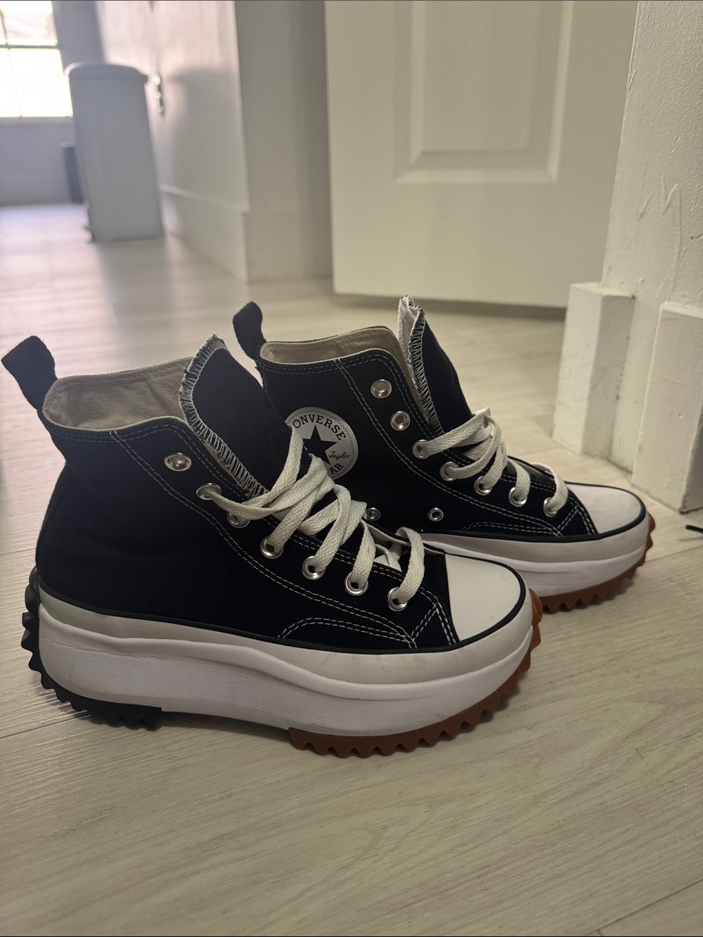 Converse Black and White Run Star Platform High-Top Sneakers